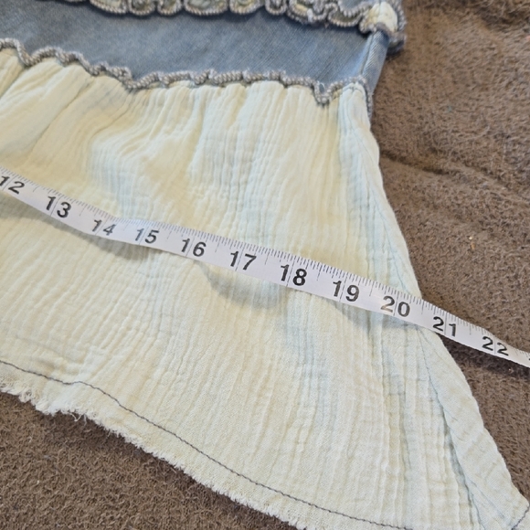 P110 NWT POL Flare Stretch Denim Twill Vintage Wash Pockets Raw Hem Sm Md Lg - Picture 14 of 14